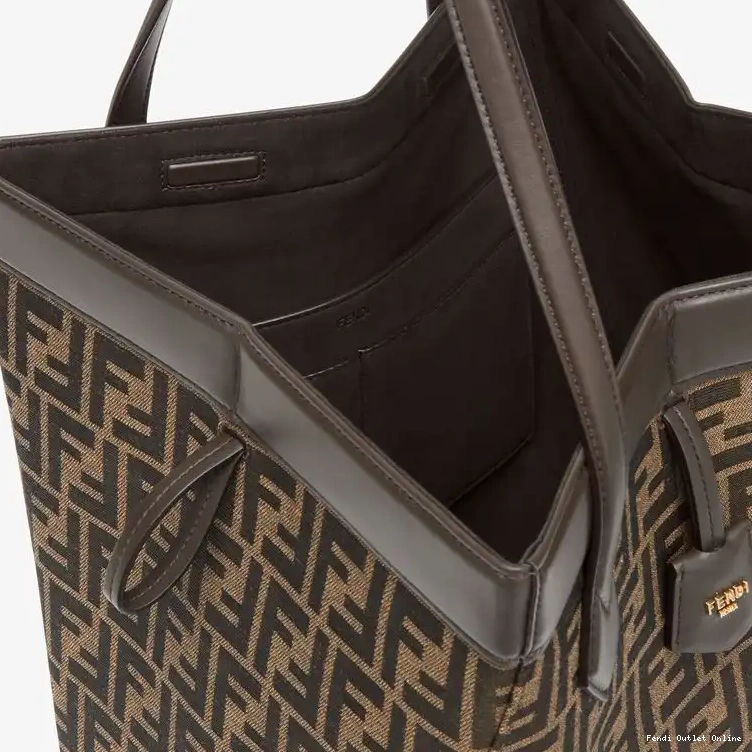 Affordable Bag Origami In Brown FF Fendi Large Motif Fabric 0502